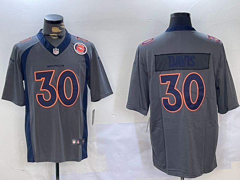 Men Denver Broncos #30 Davis Grey 2024 Nike Vapor Limited NFL Jersey style 6->los angeles dodgers->MLB Jersey